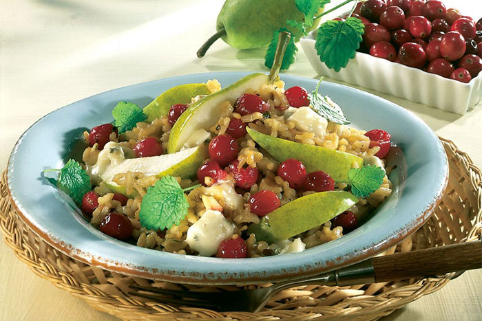 Serviervorschlag Gorgonzola-Risotto mit Birnen